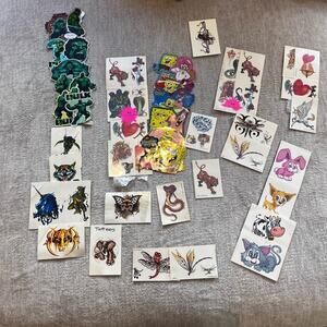 Vintage Temporary Tattoos and Vintage sticker lot (Spongebob, Hulk, etc)
